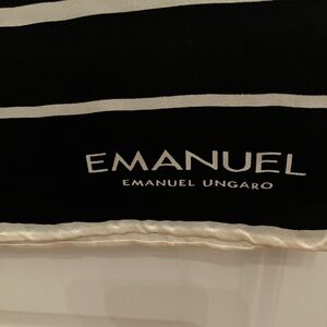 Emanuel Ungaro Monochrome Striped Silk Vintage Scarf 68” long